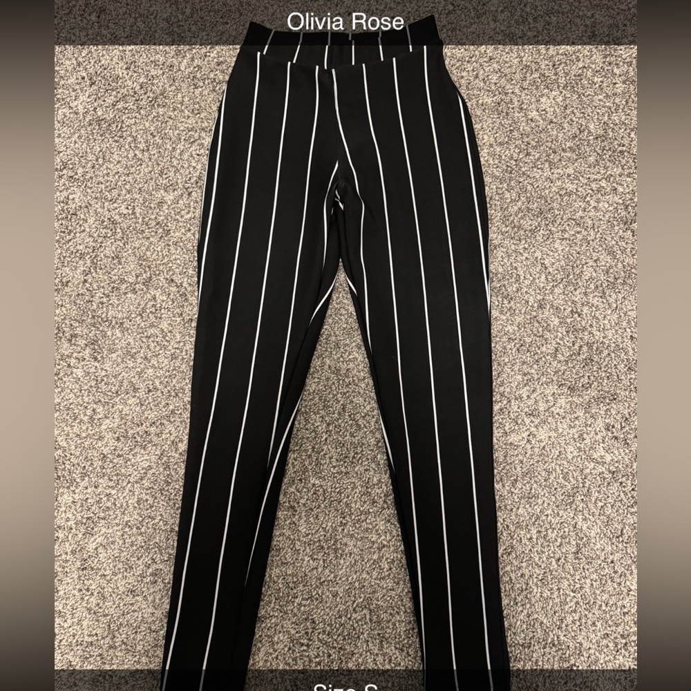 Olivia Rose Black and White Pinstripe Stretch Pants